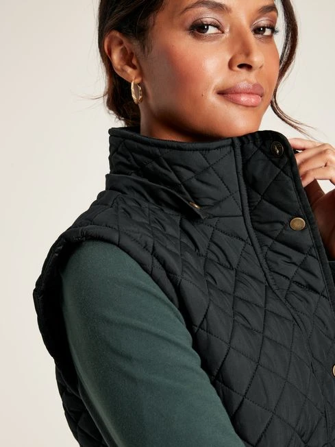 Black Showerproof Longline Diamond Quilted Gilet 5 Black Showerproof Longline Diamond Quilted Gilet - Image 5