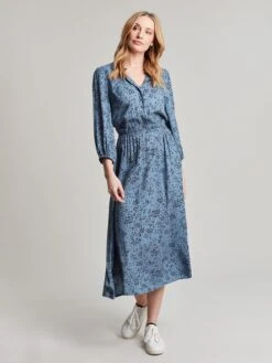 Joules Blue Josie Frill Elasticated Waist Dress