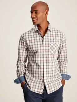 Cream Long Sleeve Classic Fit Poplin Shirt