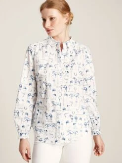 White Poplin Concealed Placket Shirt