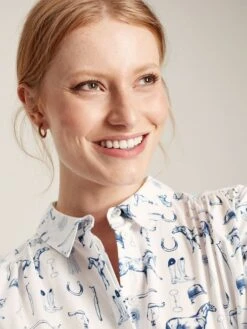 White Poplin Concealed Placket Shirt -Clothing Store 628925s5