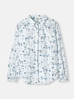 White Poplin Concealed Placket Shirt -Clothing Store 628925s6