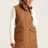 Rust Brown Showerproof Longline Diamond Quilted Gilet