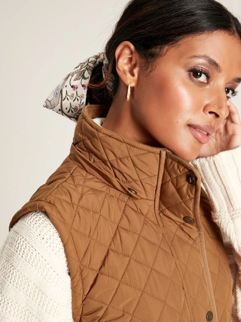 Rust Brown Showerproof Longline Diamond Quilted Gilet 5 Rust Brown Showerproof Longline Diamond Quilted Gilet - Image 5