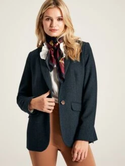 Navy Blue Tweed Blazer