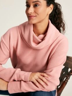 Pink Ottoman Cowl Neck Sweatshirt -Clothing Store 686978s4