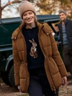 Rust Brown Showerproof Padded Coat