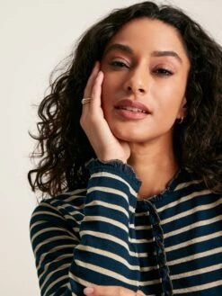 Navy Striped Top With Frilled Detailing -Clothing Store 784191s5