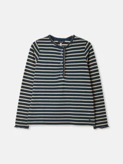 Navy Striped Top With Frilled Detailing -Clothing Store 784191s6