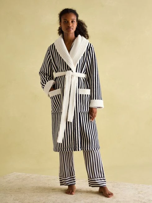 Navy Stripe Dressing Gown 1 Navy Stripe Dressing Gown