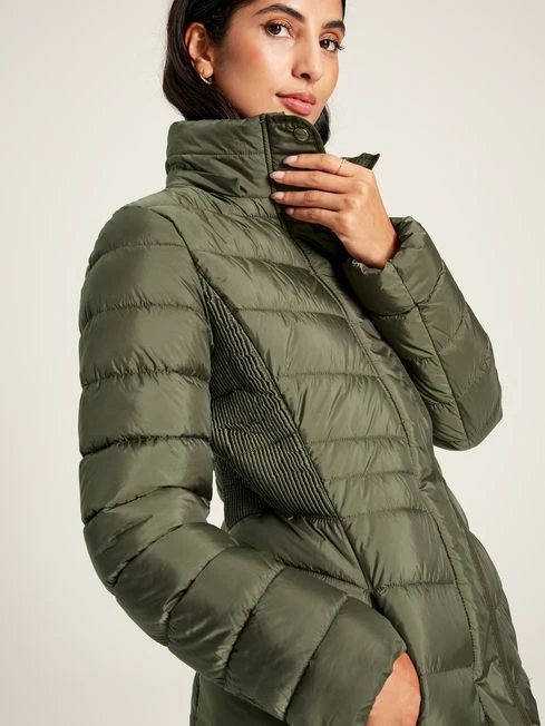 Khaki Green Showerproof Long Padded Coat 5 Khaki Green Showerproof Long Padded Coat - Image 5