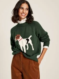 Dark Green Intarsia Knit Jumper