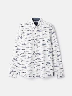 White Print Classic Fit Printed Shirt -Clothing Store 887661s7