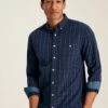 Abbott Navy Blue Long Sleeve Classic Fit Poplin Shirt