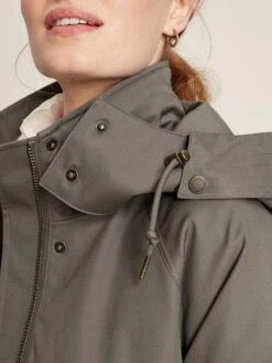Dark Grey Longline Waterproof Coat With Quilted Lining -Clothing Store 931678s4