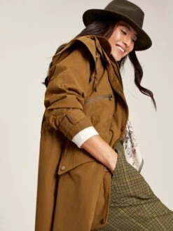 Rust Brown Shower Resistant Longline Dry Wax Jacket -Clothing Store 951 794s4