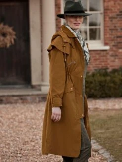 Rust Brown Shower Resistant Longline Dry Wax Jacket -Clothing Store 951 794s7