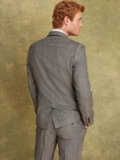 Grey/Rust Check Wool Slim Fit Suit: Jacket -Clothing Store 960 018s3