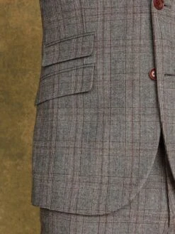 Grey/Rust Check Wool Slim Fit Suit: Jacket -Clothing Store 960 018s5