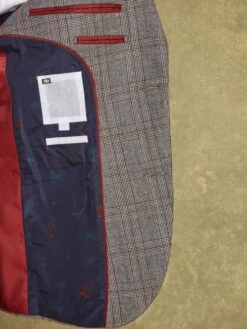 Grey/Rust Check Wool Slim Fit Suit: Jacket -Clothing Store 960 018s7