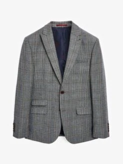 Grey/Rust Check Wool Slim Fit Suit: Jacket -Clothing Store 960 018s8