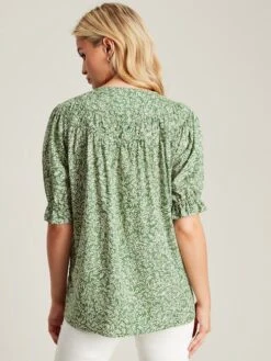 Green Curved Yoke Blouse -Clothing Store C08605s4