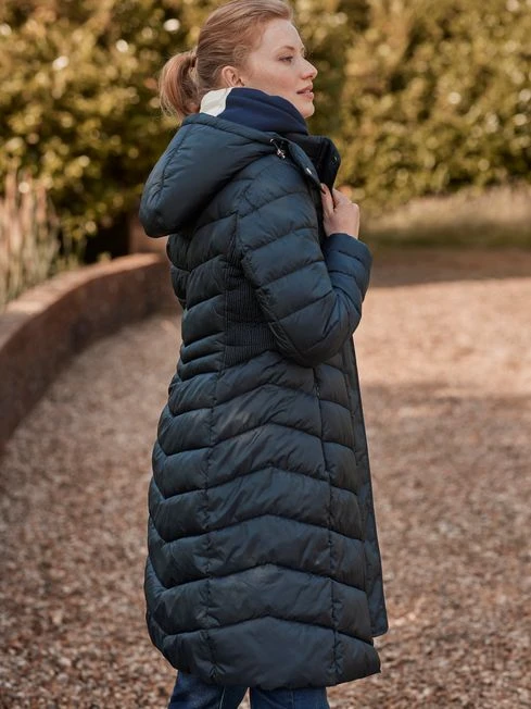 Navy Blue Showerproof Long Padded Coat 6 Navy Blue Showerproof Long Padded Coat - Image 6