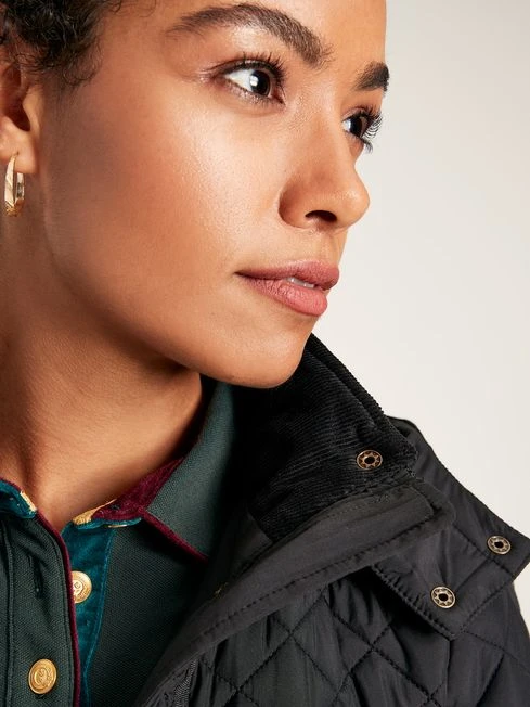 Black Showerproof Quilted Coat With Hood 5 Black Showerproof Quilted Coat With Hood - Image 5