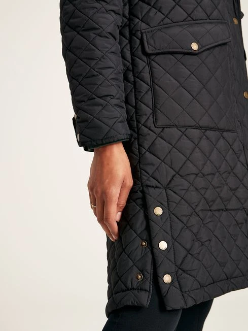 Black Showerproof Quilted Coat With Hood 6 Black Showerproof Quilted Coat With Hood - Image 6
