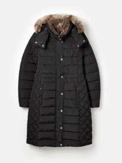 Black Showerproof Longline Padded Coat