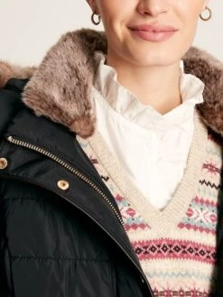 Black Showerproof Longline Padded Coat -Clothing Store C32469s5