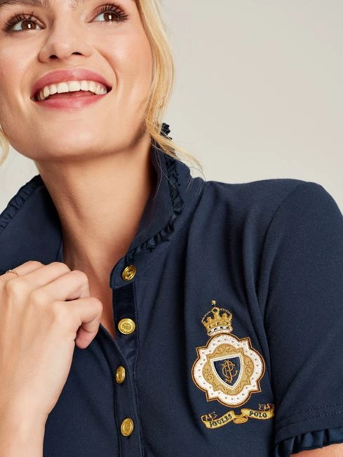 Blue Short Sleeve Frill Collared Polo Shirt 5 Blue Short Sleeve Frill Collared Polo Shirt - Image 5