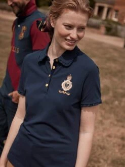 Blue Short Sleeve Frill Collared Polo Shirt 13 Blue Short Sleeve Frill Collared Polo Shirt -Clothing Store C35 308s6