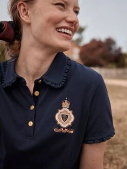 Blue Short Sleeve Frill Collared Polo Shirt 14 Blue Short Sleeve Frill Collared Polo Shirt -Clothing Store C35 308s7