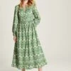 Green Floral Pleated Dress