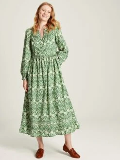 New Arrival 19 Green Floral Pleated Dress