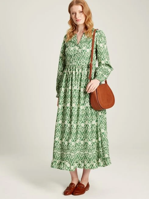 Green Floral Pleated Dress 3 Green Floral Pleated Dress - Image 3