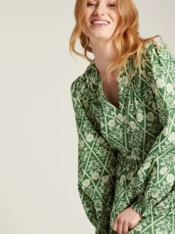 Green Floral Pleated Dress 9 Green Floral Pleated Dress -Clothing Store C37694s4