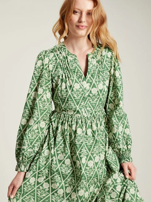Green Floral Pleated Dress 5 Green Floral Pleated Dress - Image 5