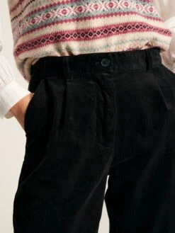 Black Cord Tapered Leg Trousers -Clothing Store C39195s5