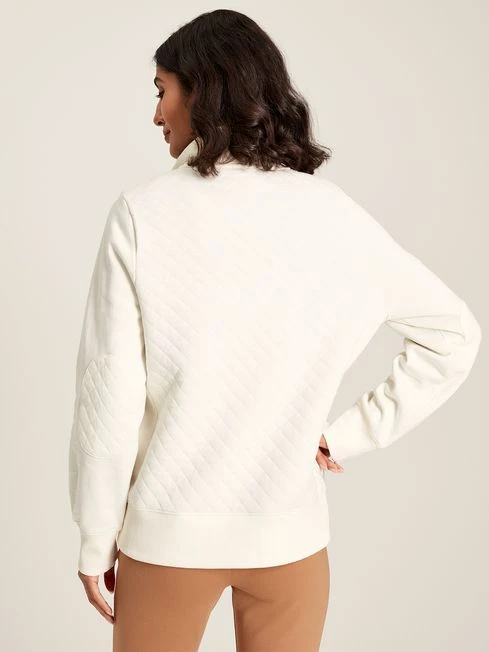 Cream Quilted Zip Sweat Top 2 Cream Quilted Zip Sweat Top - Image 2