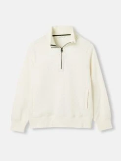 Cream Quilted Zip Sweat Top 11 Cream Quilted Zip Sweat Top -Clothing Store C51866s6