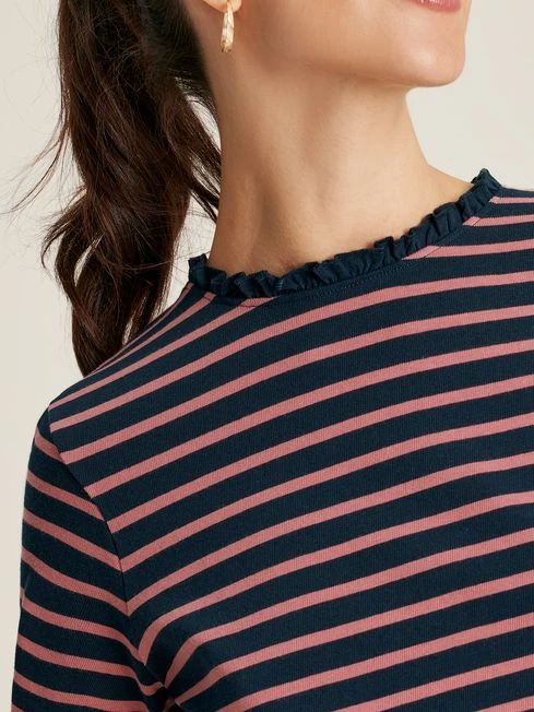 Navy Pink Long Sleeve Top With Frill 4 Navy Pink Long Sleeve Top With Frill - Image 4