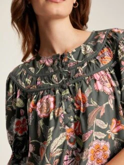 Grey Curved Yoke Blouse -Clothing Store C80654s3