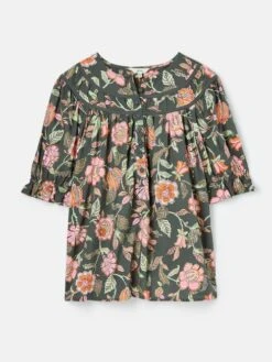 Grey Curved Yoke Blouse -Clothing Store C80654s6