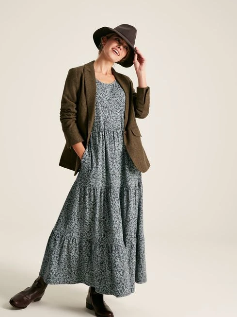 Green Leaf Tiered Jersey Dress 2 Green Leaf Tiered Jersey Dress - Image 2