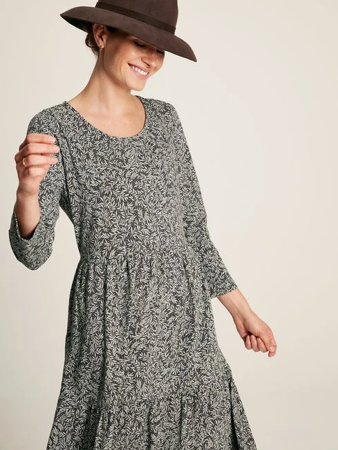 Green Leaf Tiered Jersey Dress 4 Green Leaf Tiered Jersey Dress - Image 4