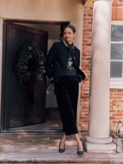 Navy Blue Cord Wide Leg Trousers