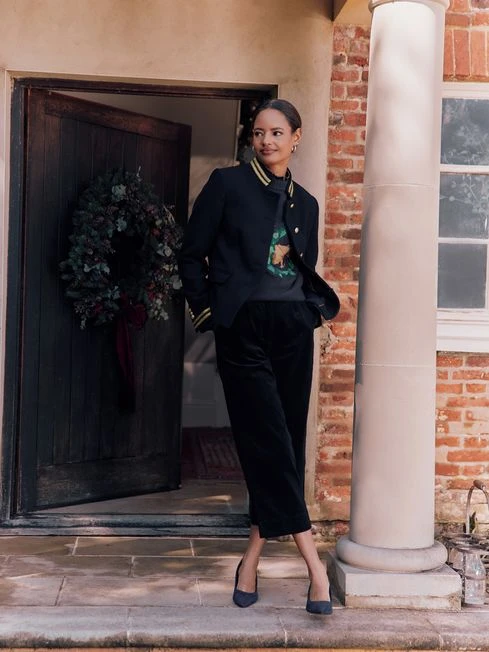 Navy Blue Cord Wide Leg Trousers 1 Navy Blue Cord Wide Leg Trousers