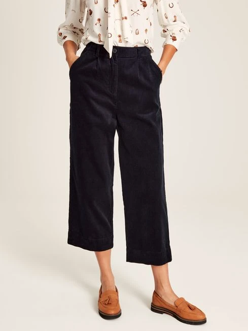 Navy Blue Cord Wide Leg Trousers 2 Navy Blue Cord Wide Leg Trousers - Image 2